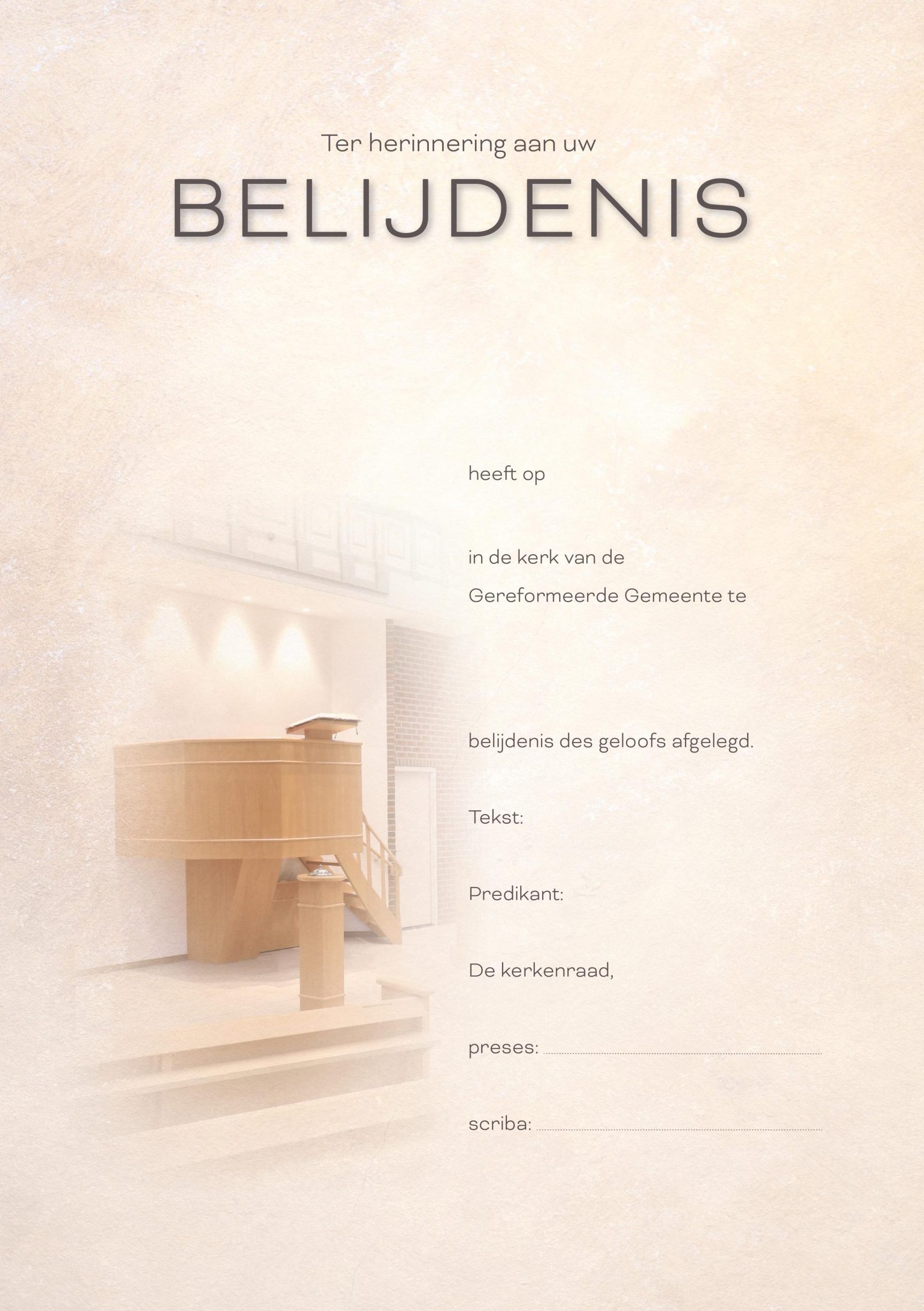 Belijdeniskaart zonder lijntjes (A4-formaat)
