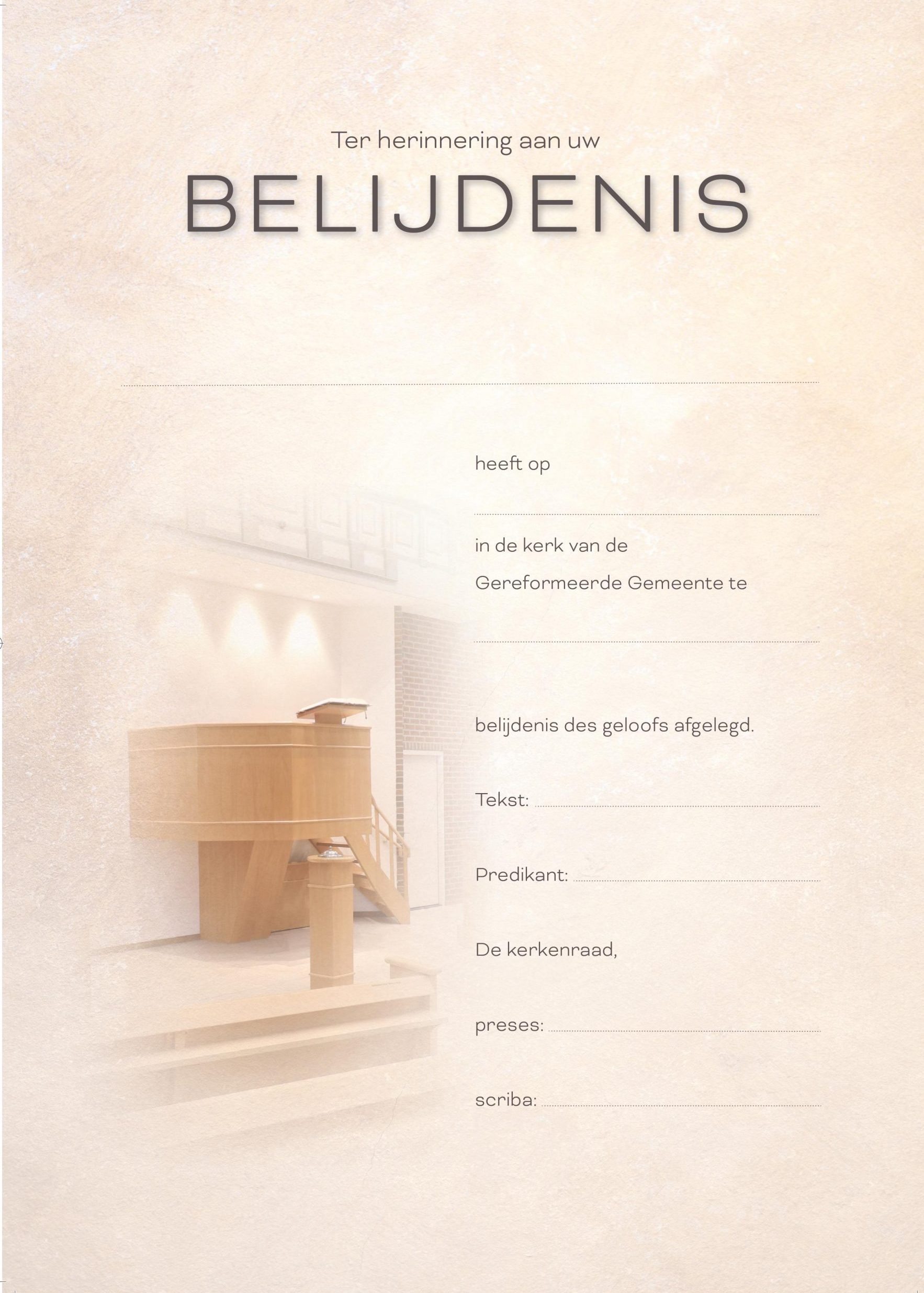 Belijdeniskaart met lijntjes (A4-formaat)